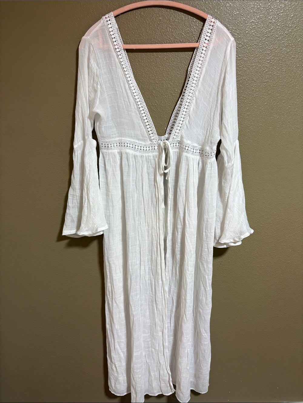 Cupshe White Boho Backless Kimono Cover-Up Dress One Size
